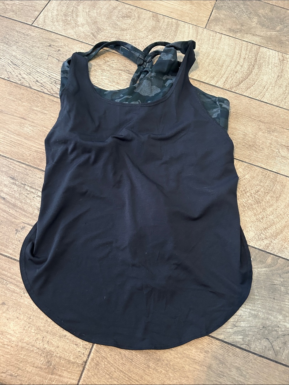 Fabletics Black Built-In Bra Racerback Workout Tank Size Small